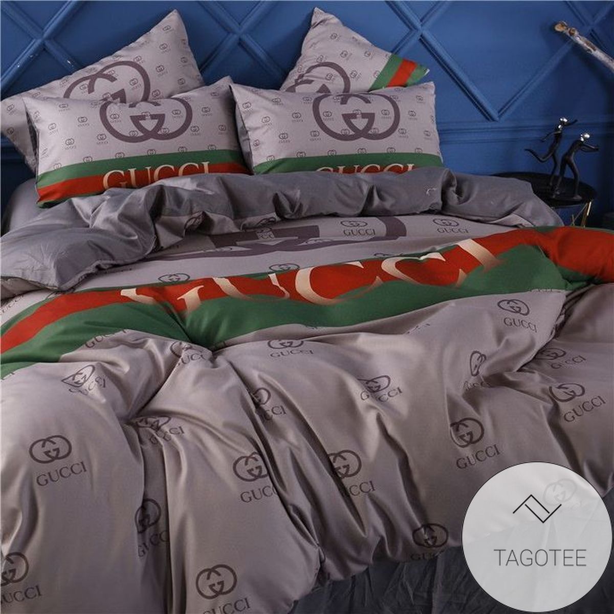 Gucci Brown Cute Style 6 Bedding Sets Duvet Cover Sheet Cover Pillow Cases Luxury Bedroom Sets 2022