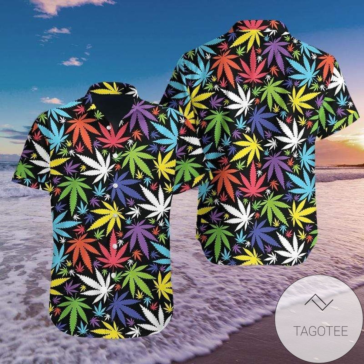 Hawaiian Aloha Shirts Amazing Weed Cannabis Colorful 2008h