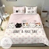 Hello Have A Nice Day Cute Cat Animal 221 Bedding Set 2022