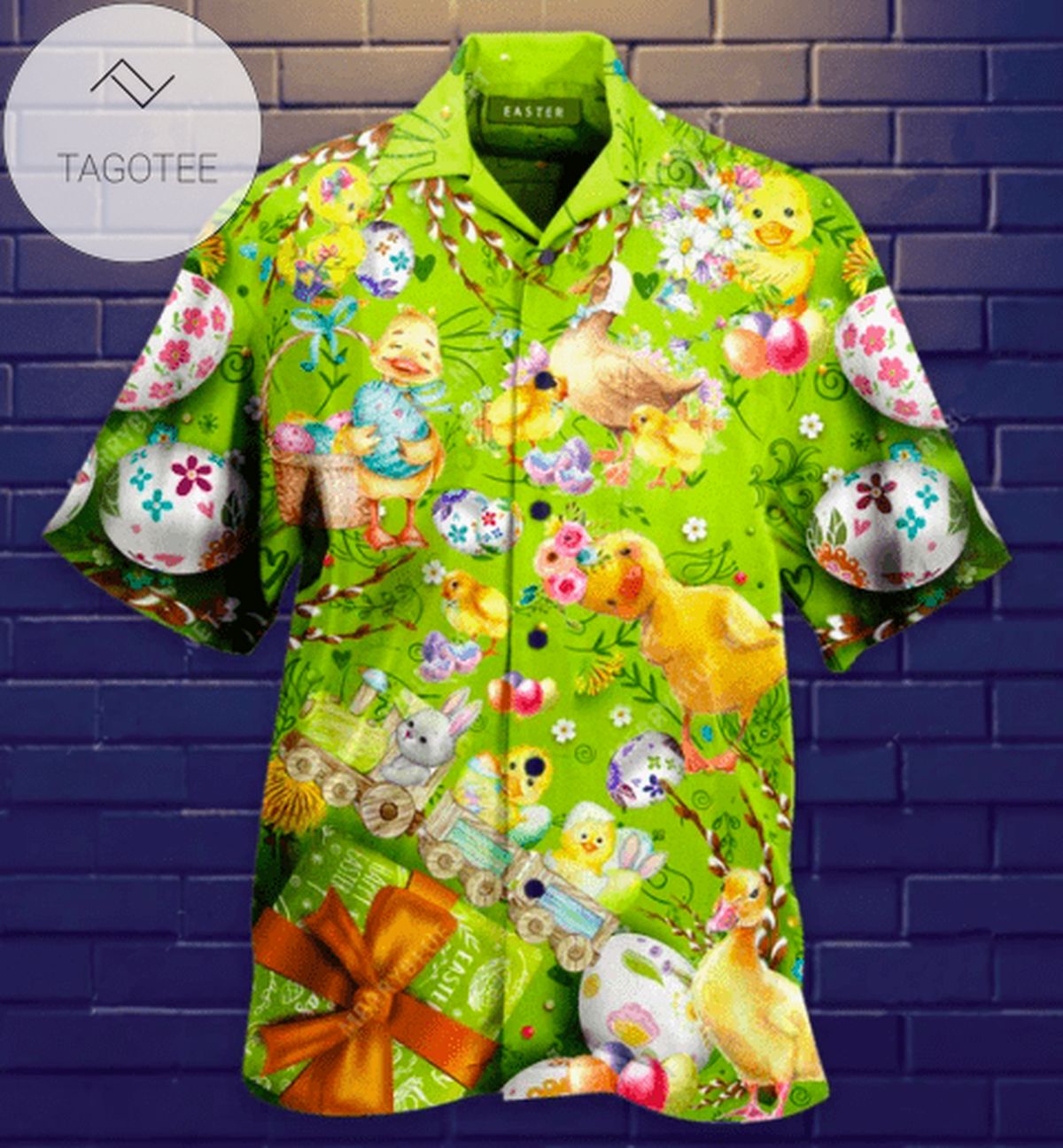 High Quality Duck So Cute Happy Easter Green Hawaiian Aloha Shirts