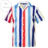 High Quality Mens Hawaiian Shirt Red White Blue Stripes