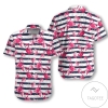 High Quality Stripes Pattern Flamingo Hawaiian Aloha Shirts