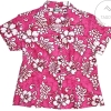 Juicy Tropics Pink Fitted Womens Authentic Hawaiian Shirt 2022