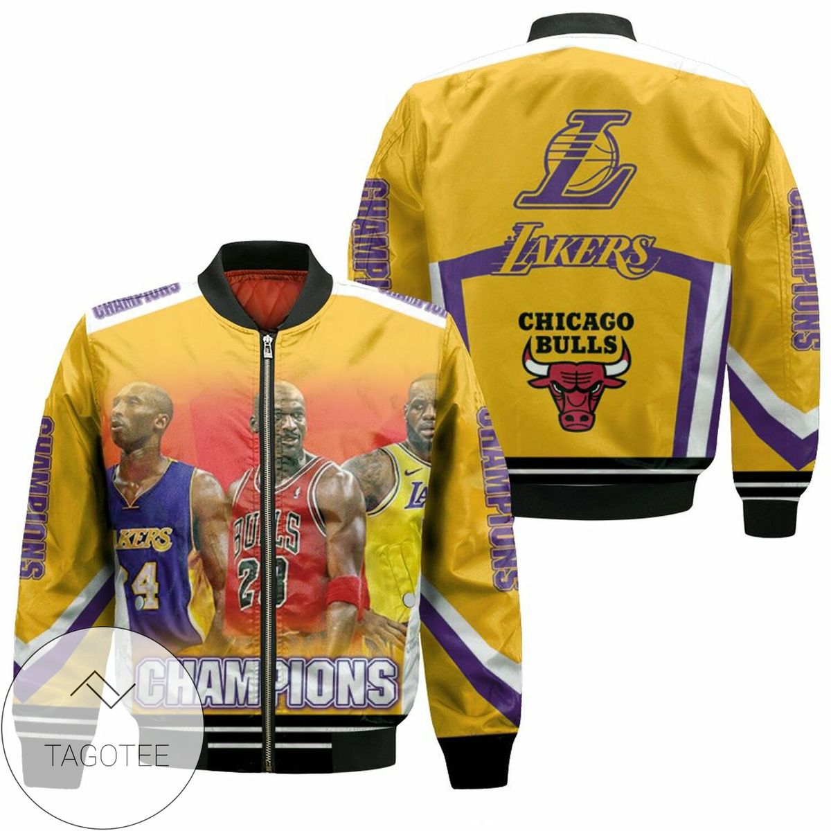 Kobe Bryant Michael J Lebron James Chicago Bulls Los Angeles Lakers Logo 3D Printed Hoodie Bomber Jacket
