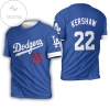 Los Angeles Dodgers Clayton Kershaw 22 2020 Mlb Navy Blue Jersey Inspired 3d All Over Print T-shirt