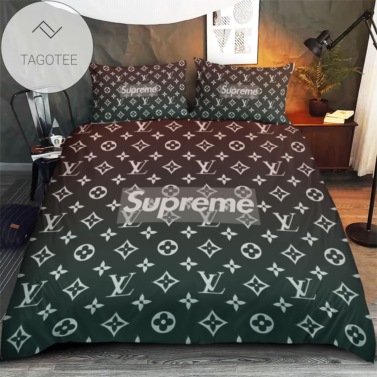 Louis Vuitton And Supreme Personalized Customized Louis Vuitton Bedding Sets Duvet Cover Bedroom Sets Bedset 2022