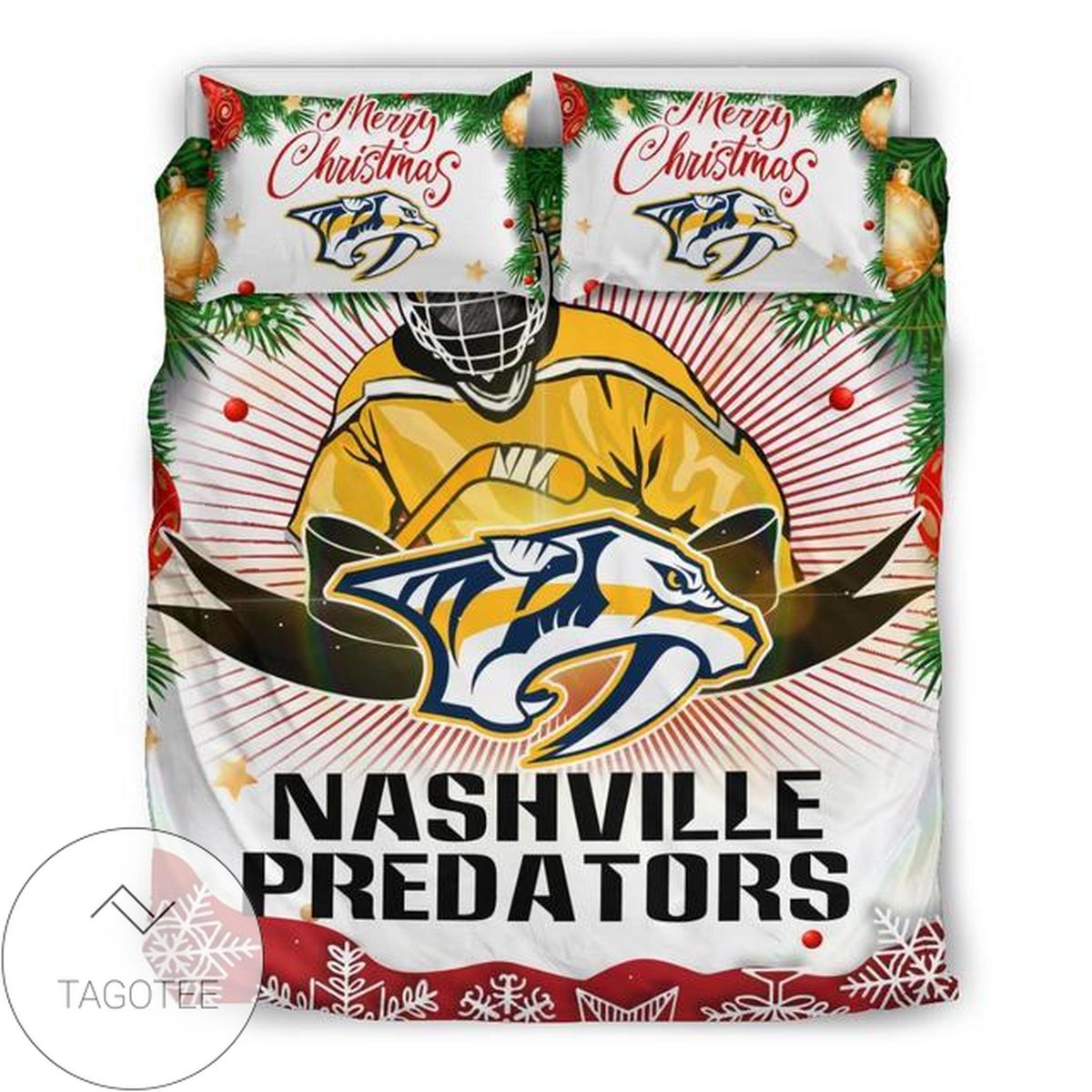 Merry Christmas Nashville Predators Hockey Sport 1 Bedding Set 2022