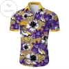 Minnesota Vikings Hawaiian Shirt Tropical Flower Short Sleeve Slim Fit Body