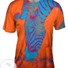 Neon Orange Zebra Mens All Over Print T-shirt