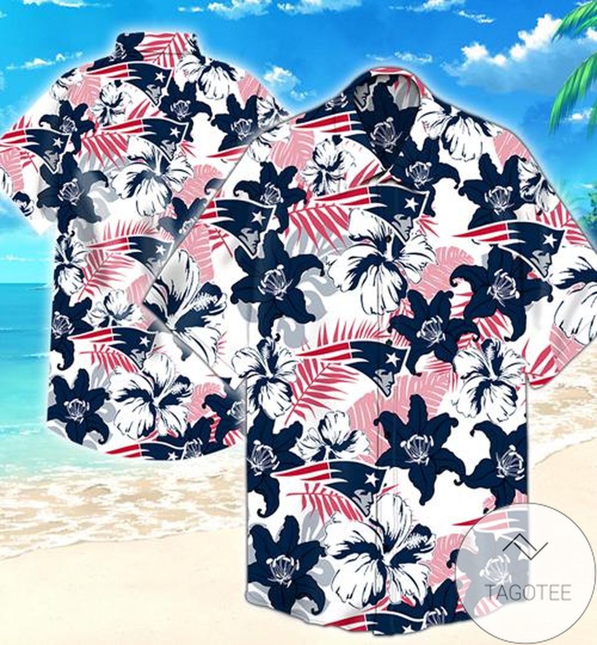 New England Patriots Flower Hawaiian Shirt 3d
