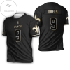 New Orleans Saints 9 Drew Brees Black Golden Edition Mens Jersey Inspired 3d All Over Print T-shirt