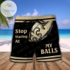 New Orleans Saints Stop Staring At My Balls Funny Men Beach Shorts
