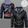 New York Giants Proud American Flag Leather Jacket Zip Hoodie