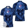 New York Rangers Nhl Fans Skull All Over Print Polo Shirt