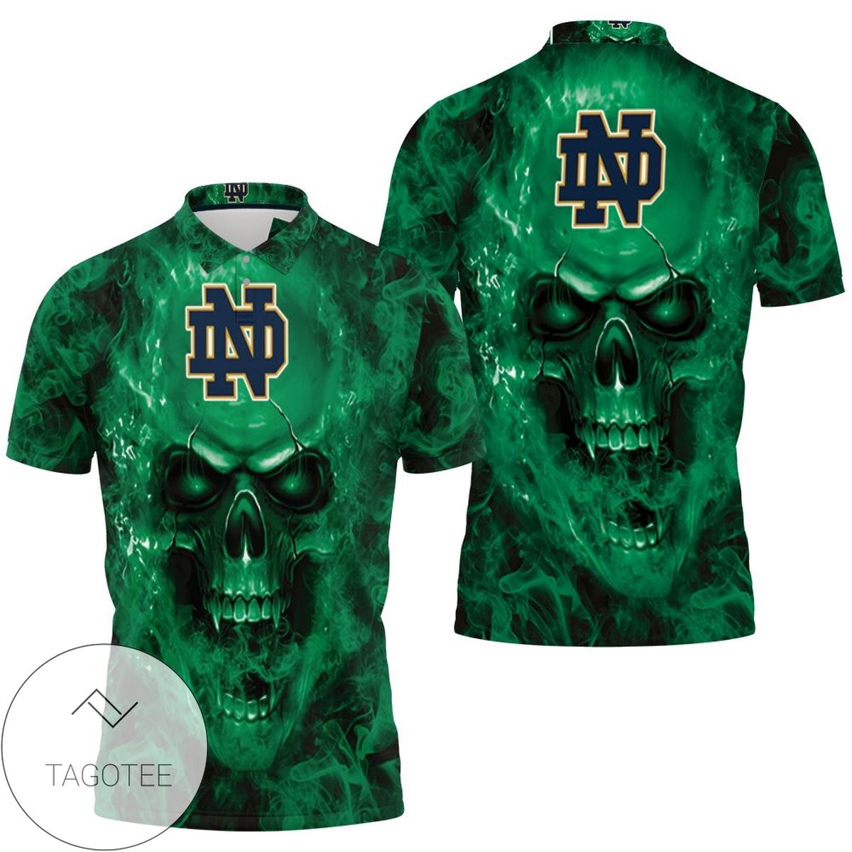 Notre Dame Fighting Irish Ncaa Fans Skull All Over Print Polo Shirt