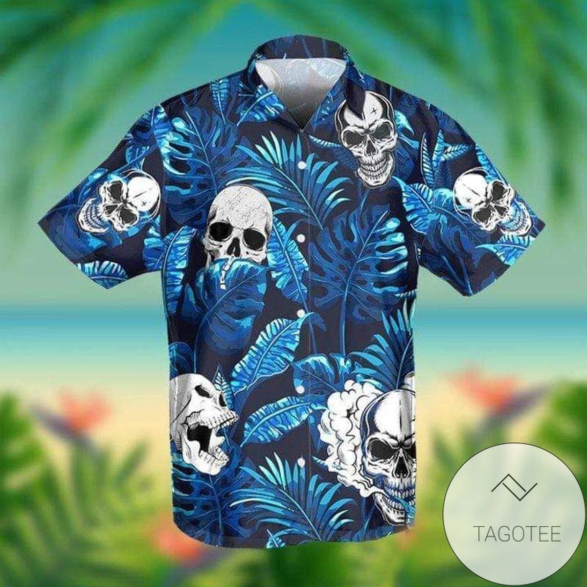 Order Blue So Cool Skull Tropical Hawaiian Aloha Shirts 1708dh