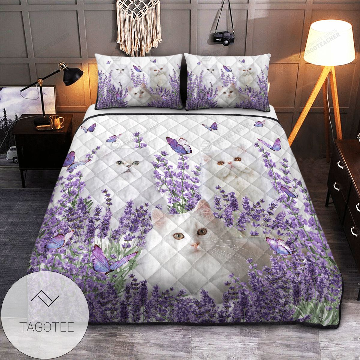 Persian Cat In The Lavender Garden Quilt Bedding Set 2022