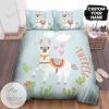 Personalized Cute Llama With Cactuses Cartoon Illustration Bed Sheets Spread Comforter Duvet Cover Bedding Sets 2022