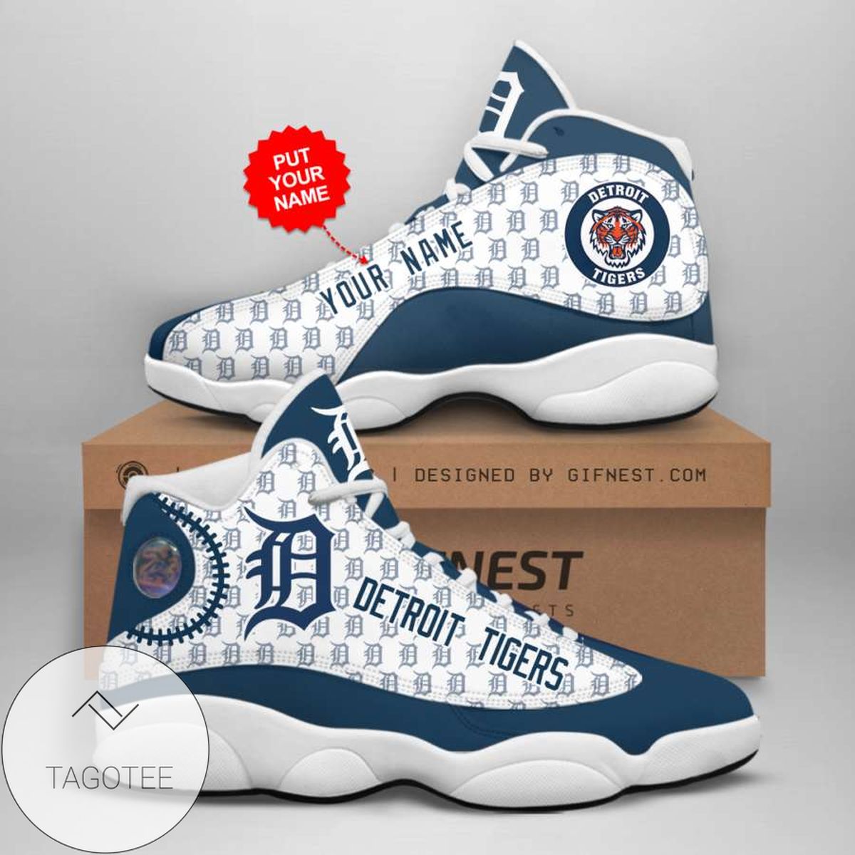 Personalized Detroit Tigers Custom No174 Air Jordan 13 Shoes Sneakers