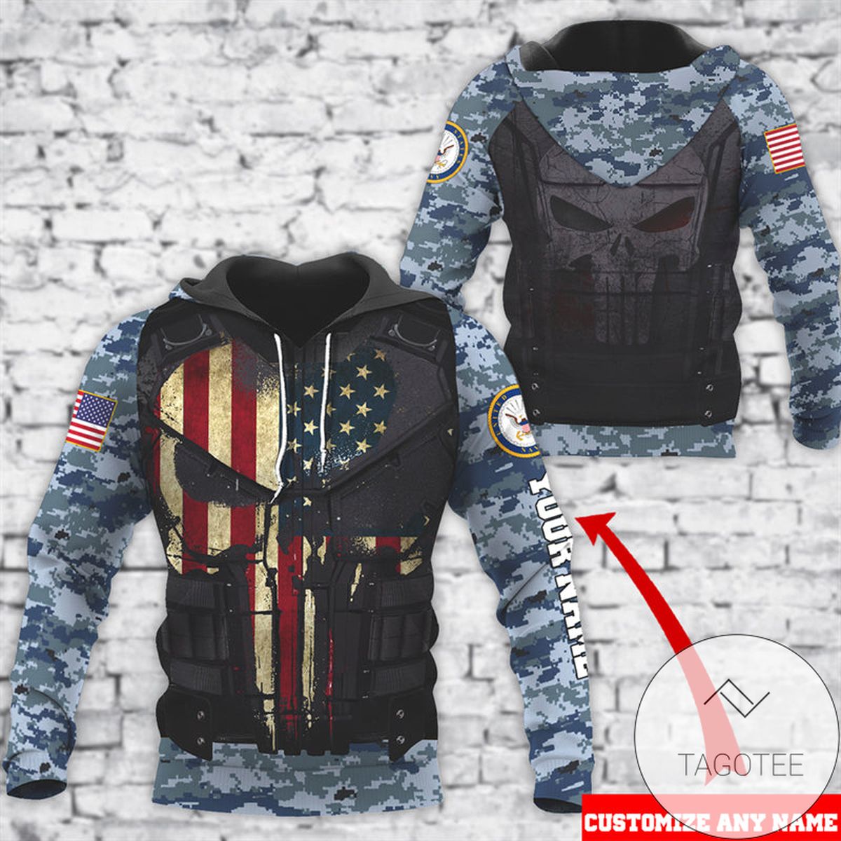 Personalized Skull US Navy Veteran 3d All Over Print Hoodie And Zipper Hoodie Jacket