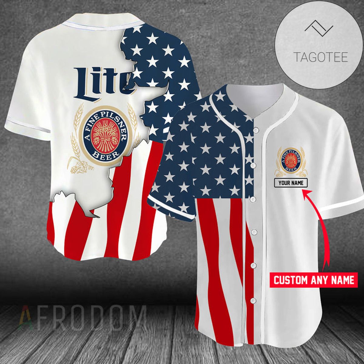 Personalized US Flag Miller Lite Baseball Jersey