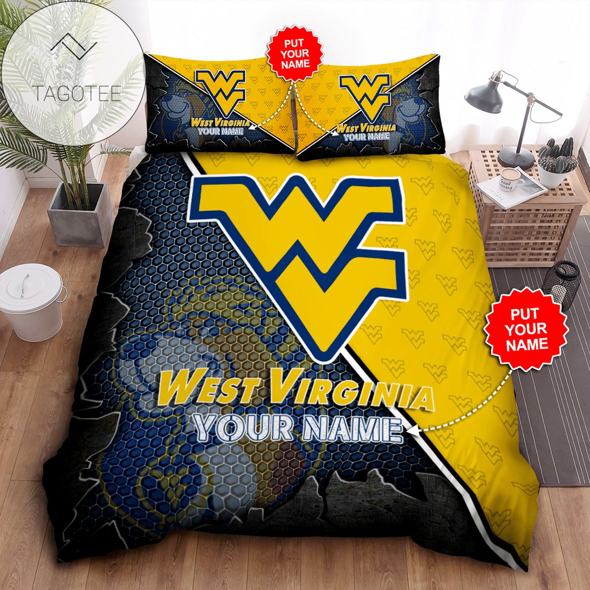 Personalized West Virginia Mountaineers Bedding Sets Duvet Cover Luxury Brand Bedroom Sets WVM5 2022