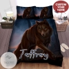 Personalized Wild Brown Wolf In The Night Digital Illustration Bed Sheets Spread Comforter Duvet Cover Bedding Sets 2022