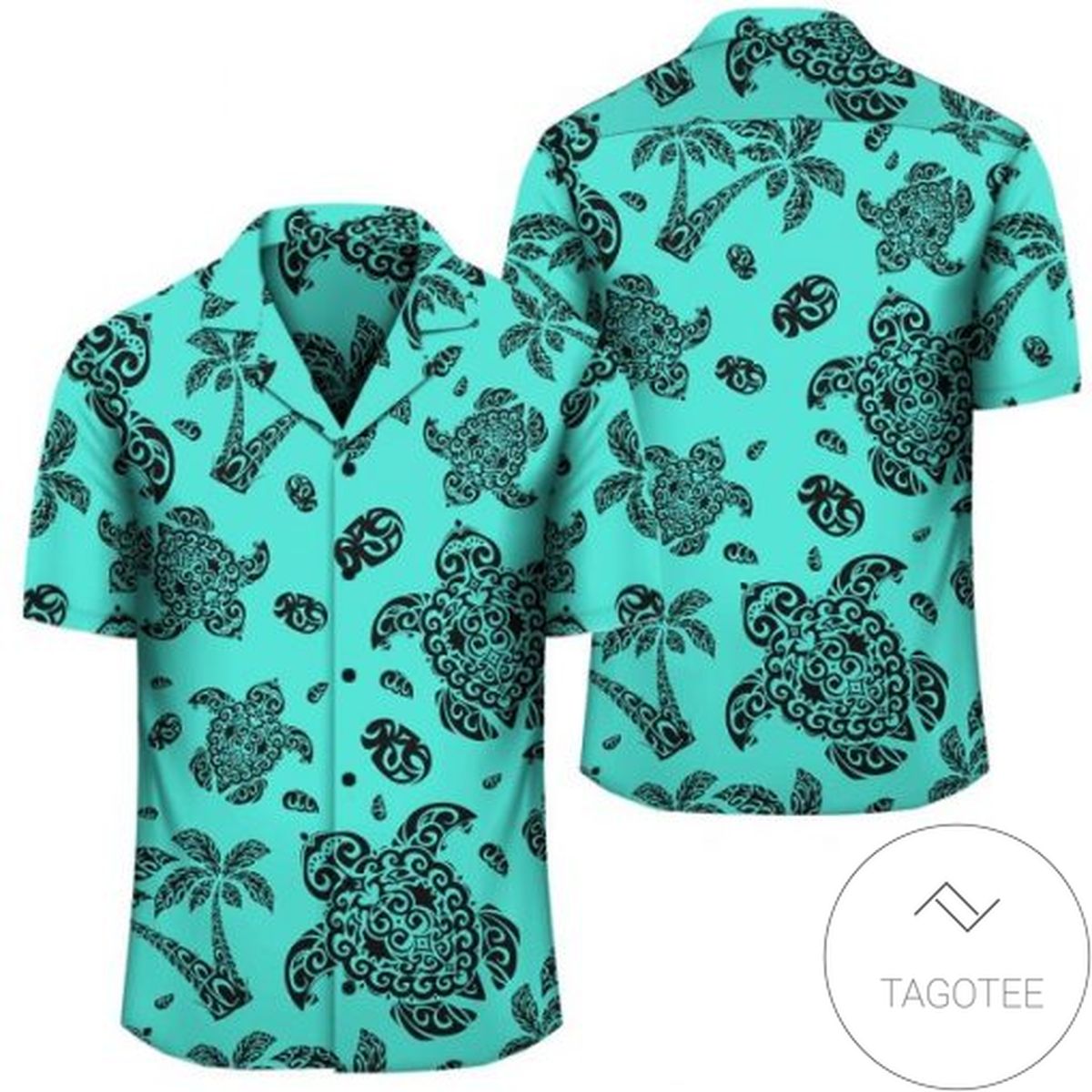 Polynesian Turtle Palm And Sea Pebbles Turquoise Hawaiian Shirt Summer Button Up Shirt For Men Hawaiian Summer Trends Shirt 2020