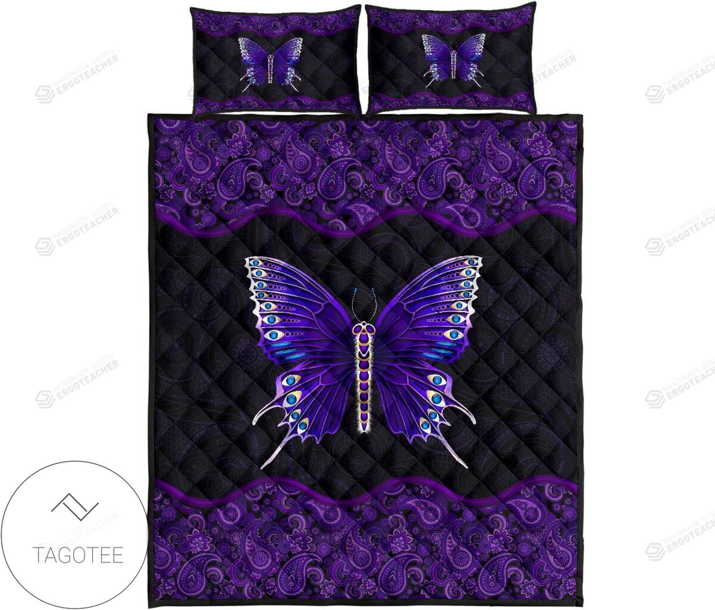 Purple Butterfly Quilt Bedding Set 2022