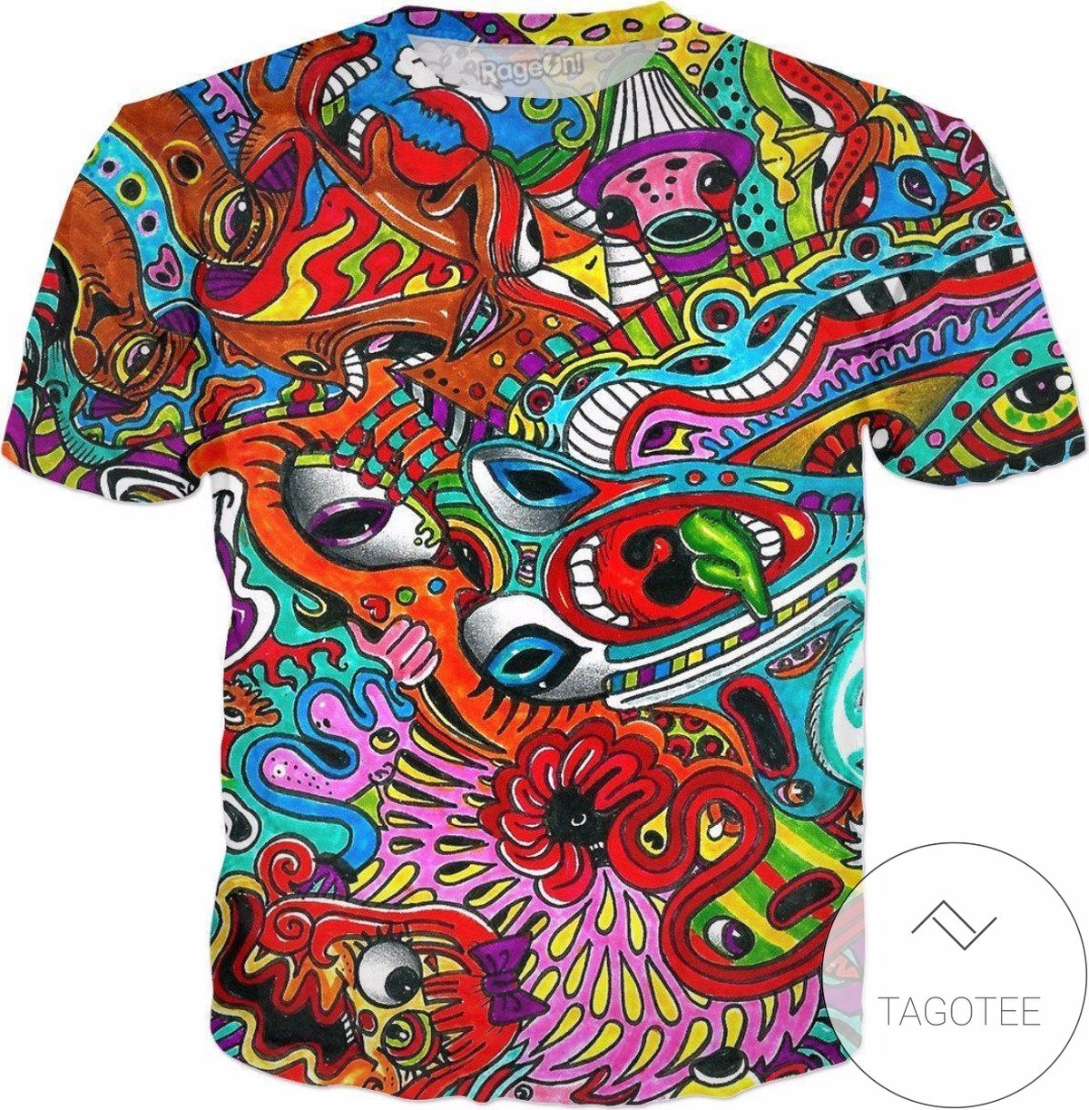 Rageon Breathing Walls Psychedelic All Over Print T-shirt