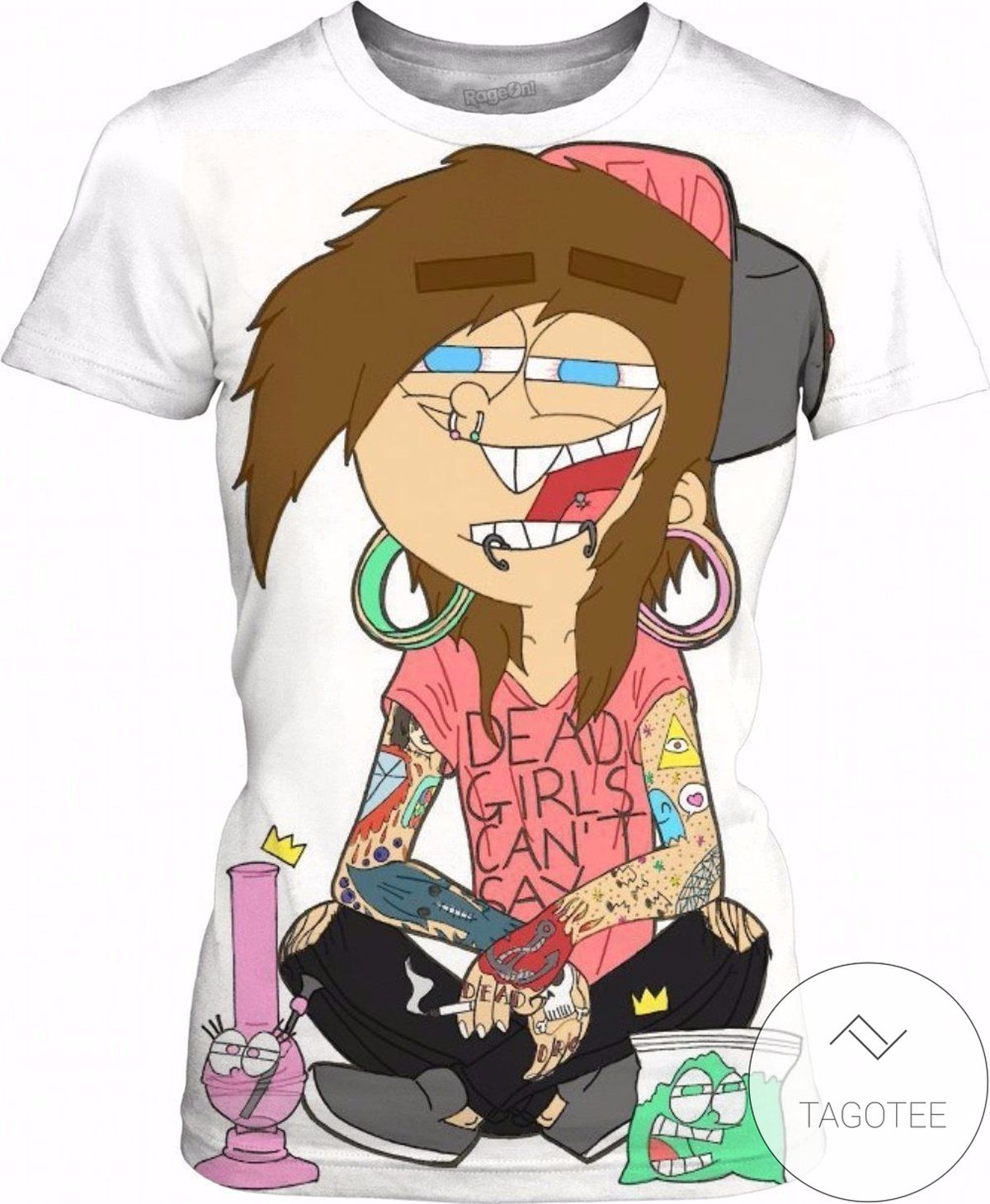 Rageon Custom Cartoon Weed Girl All Over Print T-shirt