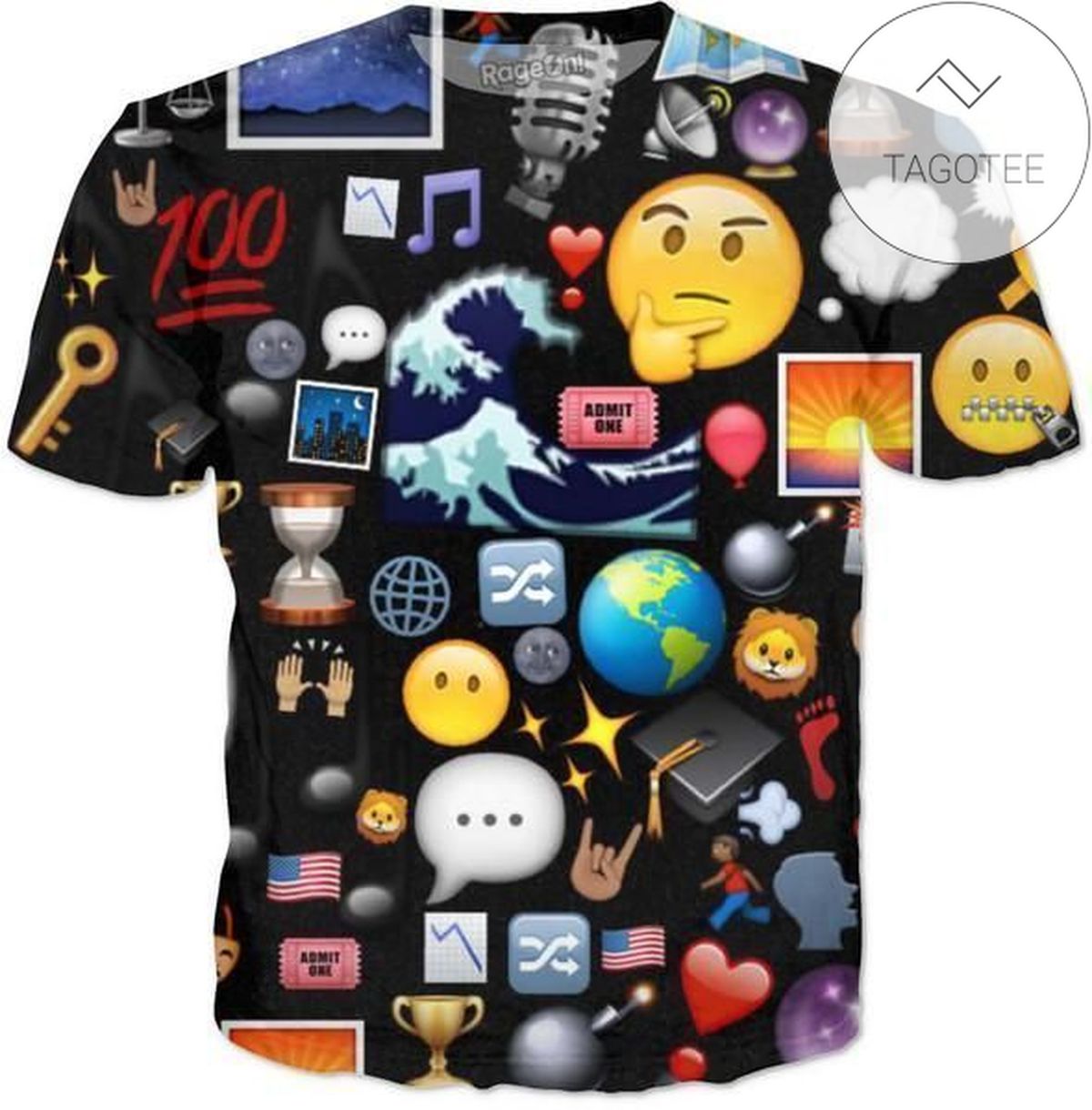 Rageon Emoji All Over Print T-shirt