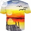 Rageon Sunset On The Pier Acrylic Painting Custom All Over Print Men’s All Over Print T-shirt