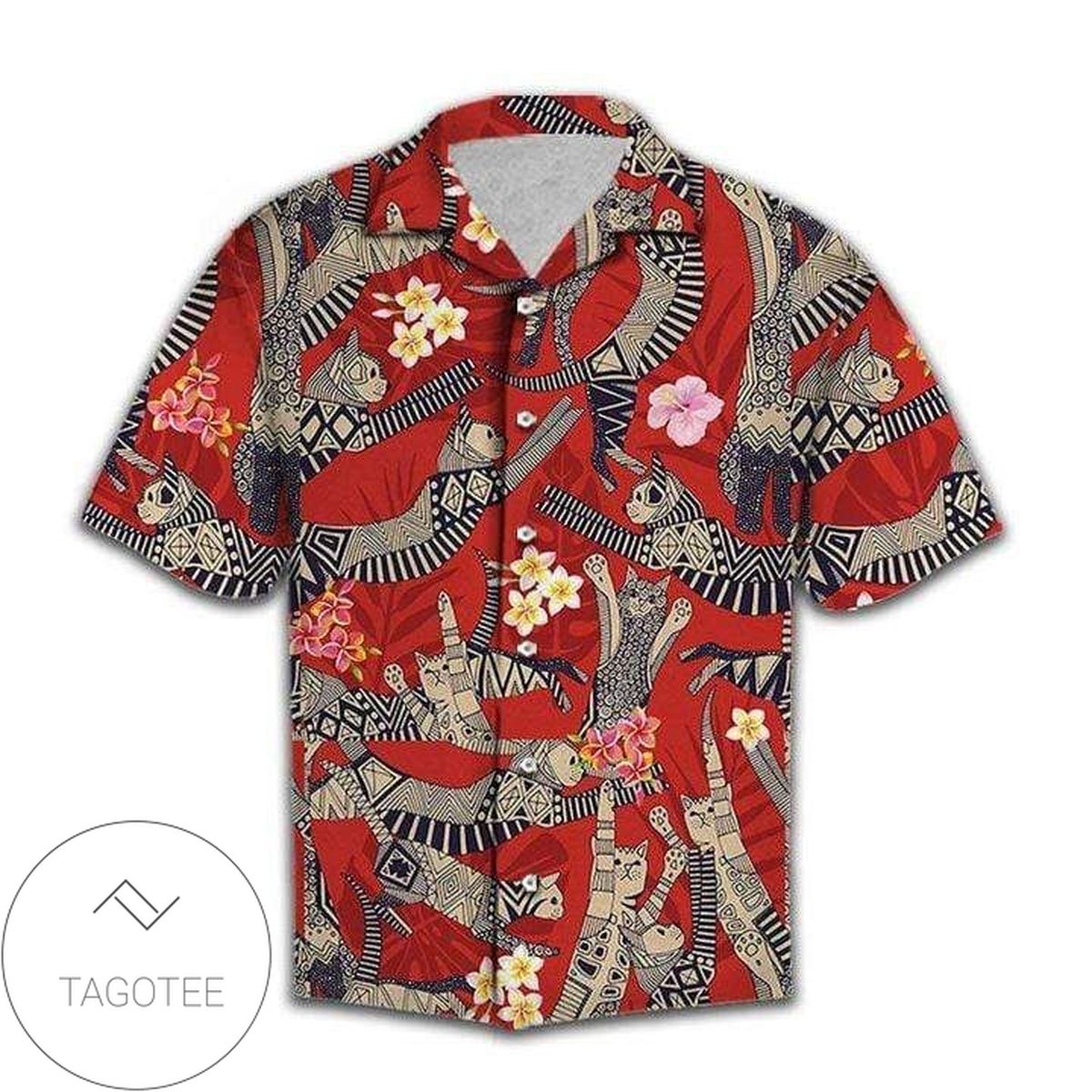 Retro Cat Party Tropical 2022 Authentic Hawaiian Shirts H