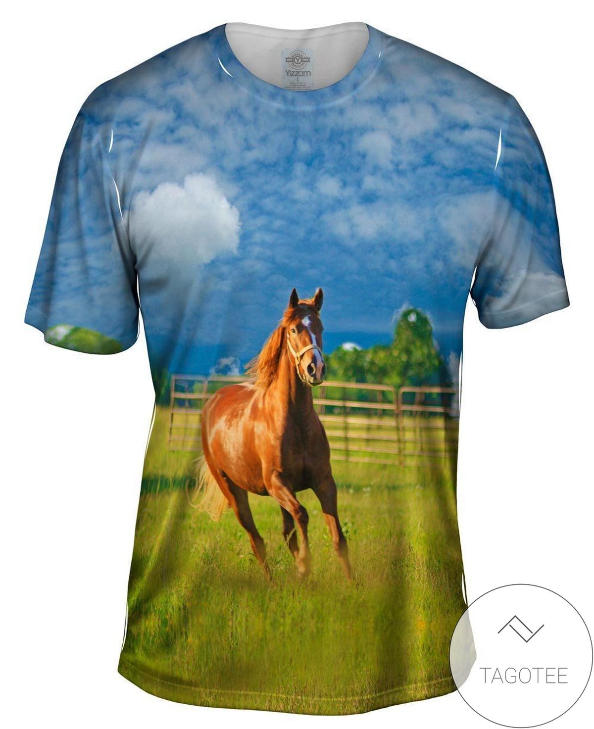 Running Golden Horse Mens All Over Print T-shirt