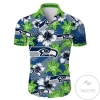Seattle Seahawks Authentic Hawaiian Shirt 2022 Tropical Flower Short Sleeve Slim Fit Body