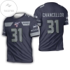 Seattle Seahawks Kam Chancellor #31 Nfl American Football Navy 100th Season 3d Designed Allover Gift For Seahawks Fans 3d All Over Print T-shirt