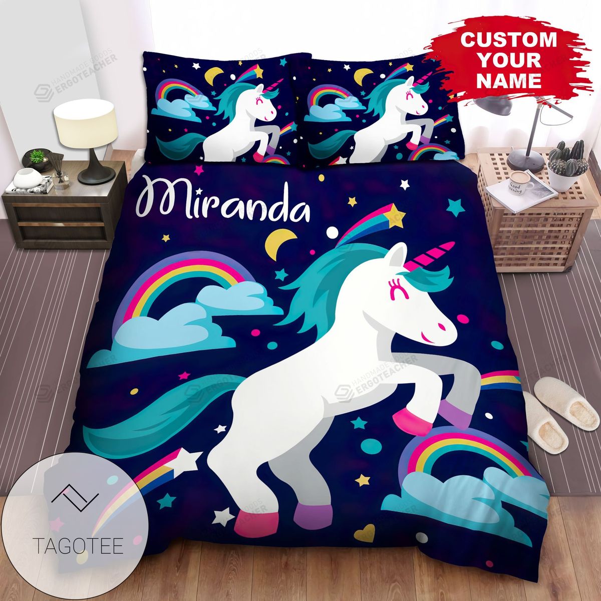 Shooting Star And Blue Mane Unicorn Bed Sheets Spread Comforter Duvet Cover Bedding Sets 2022