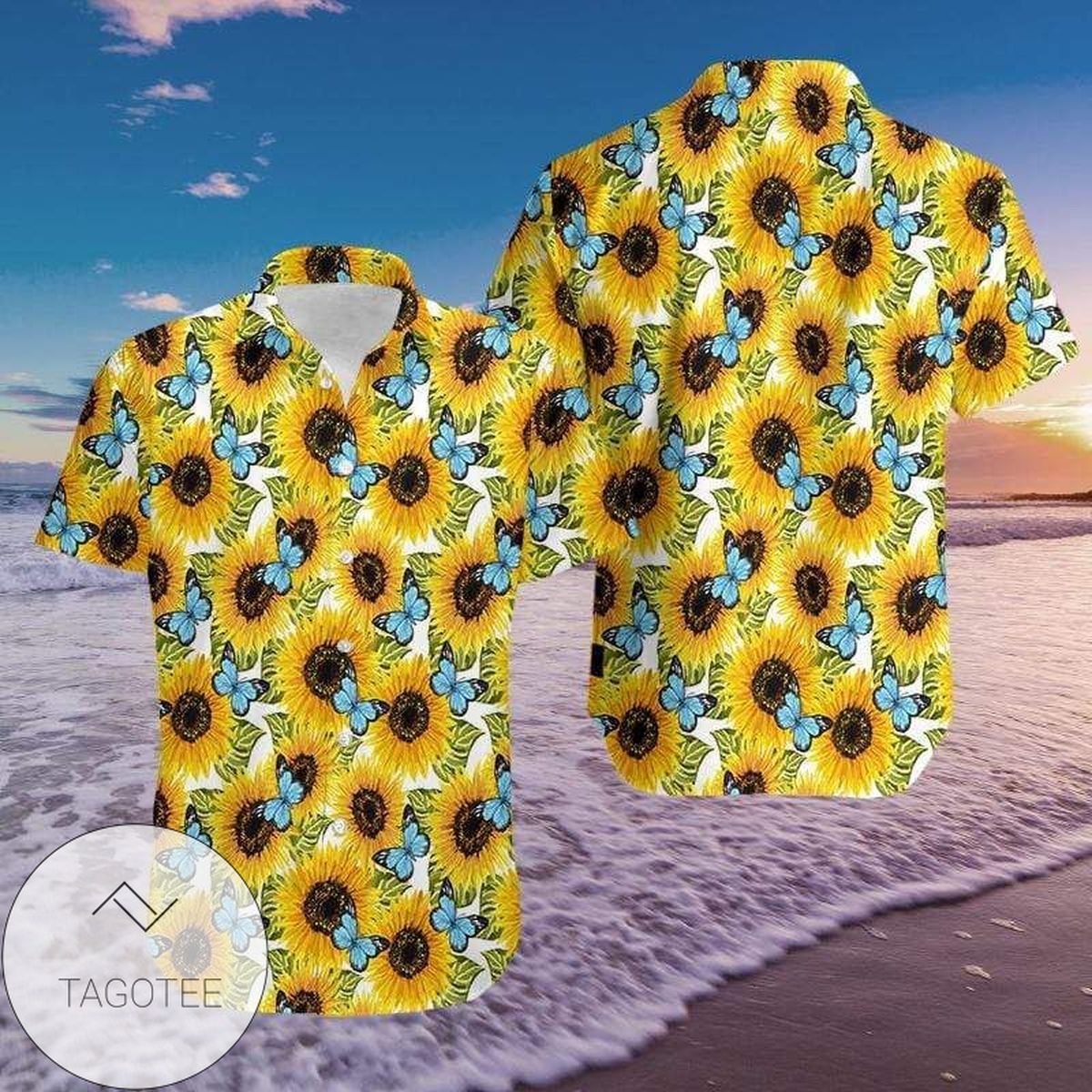 Sunflower And Butterfly Hawaiian Aloha Shirts 219dh