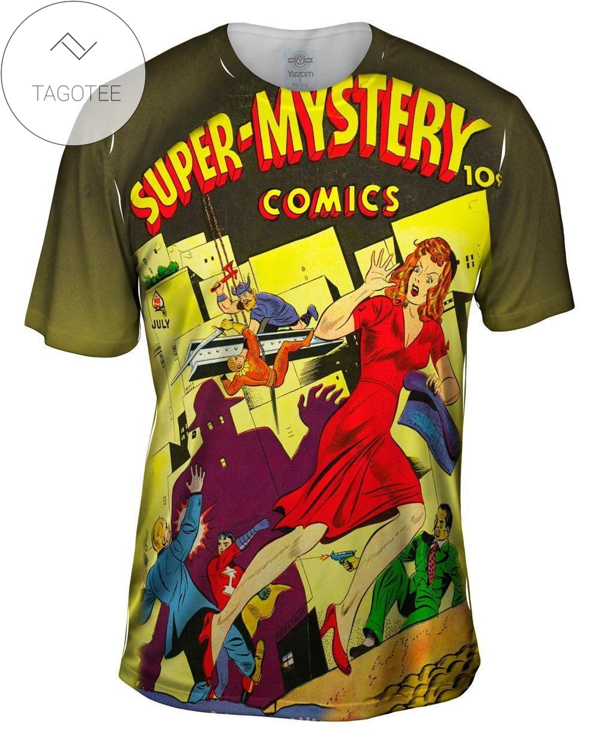 Super Mystery Comic Retro Mens All Over Print T-shirt