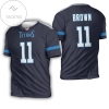 Tennessee Titans A J Brown #1 Nfl New Game Navy 2019 3d Designed Allover Gift For Titans Fans 3d All Over Print T-shirt