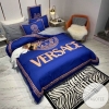 Versace Blue 1 Bedding Sets Duvet Cover Sheet Cover Pillow Cases Luxury Bedroom Sets 2022