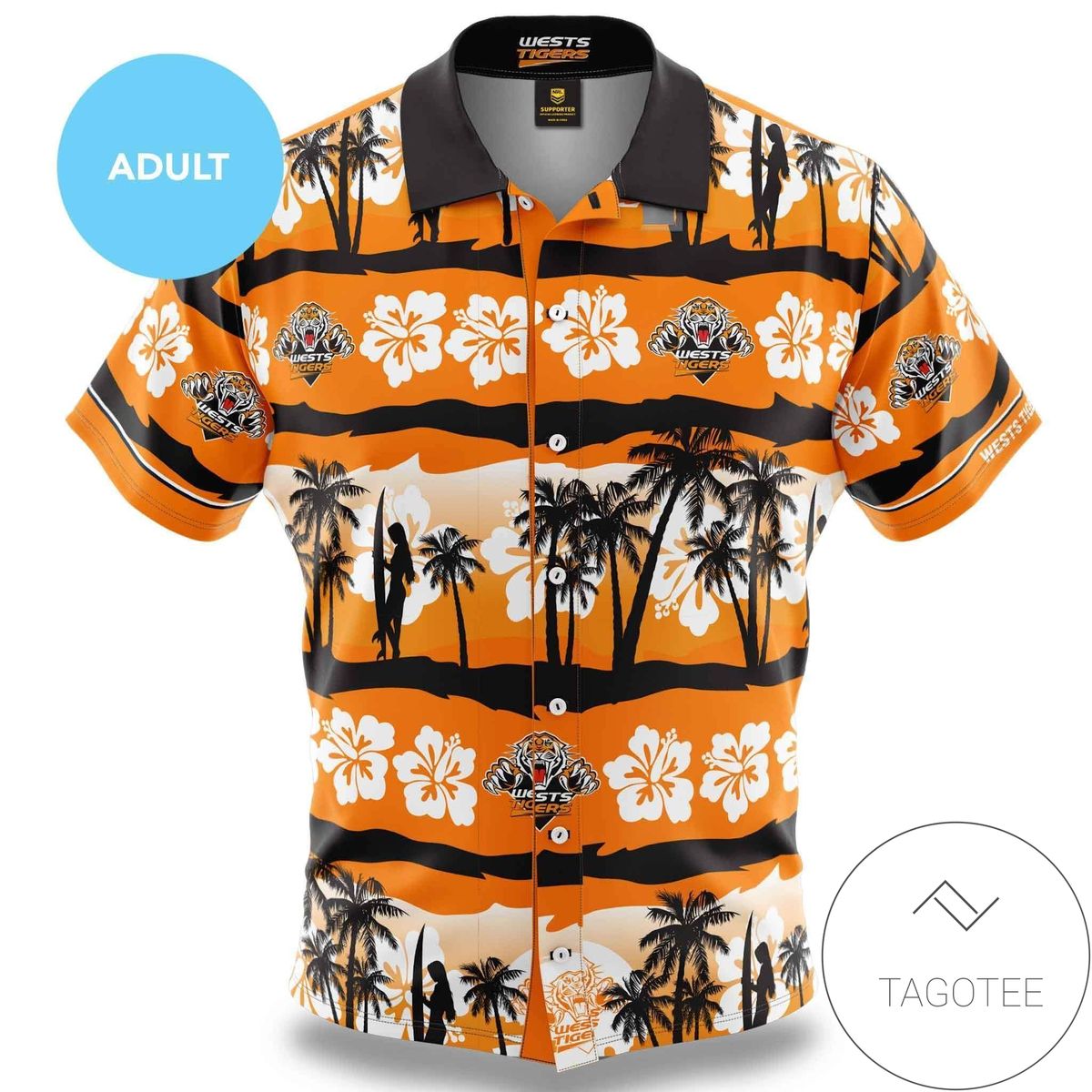Wests Tigers Adult Hawaiian T Shirt Nrl Professional Australian Football League Football Team