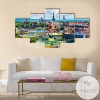 Aerial View Of The Old Town In Tallinn Nature Five Panel Canvas 5 Piece Wall Art Set