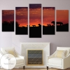 African Sunset Animal Five Panel Canvas 5 Piece Wall Art Set