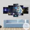 Alien Spaceship Fleet Moving Near Earth Movie Five Panel Canvas 5 Piece Wall Art Set