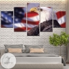 American Flag Bald Eagle Five Panel Canvas 5 Piece Wall Art Set