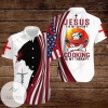 American Flags Cross 4th Of July Independence Day Jesus Is My Savior Cooking Is My Therapy Graphic Print Short Sleeve Hawaiian Casual Shirt