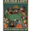 An Old Lady With A House Full Of Dachshunds And Garden Poster