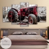 Antique Red Tractor Five Panel Canvas 5 Piece Wall Art Set
